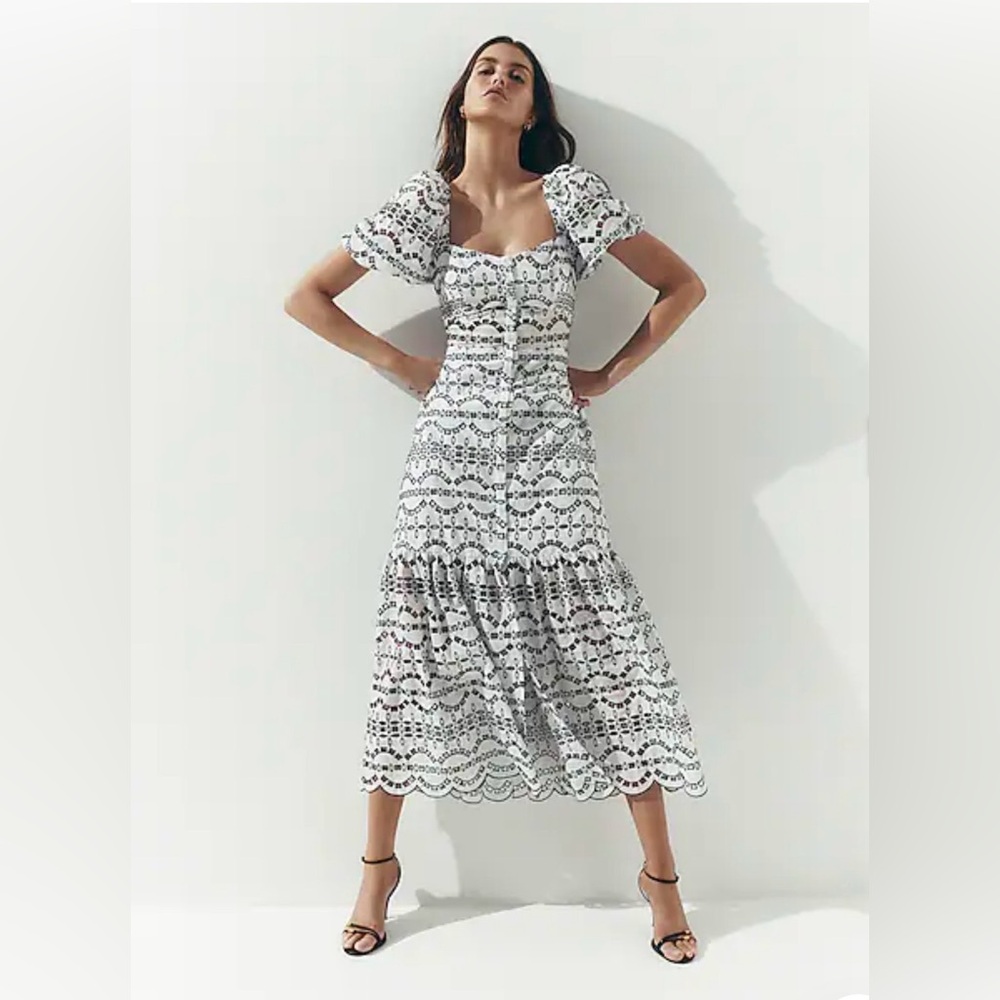 Express White Eyelet Midi Dress